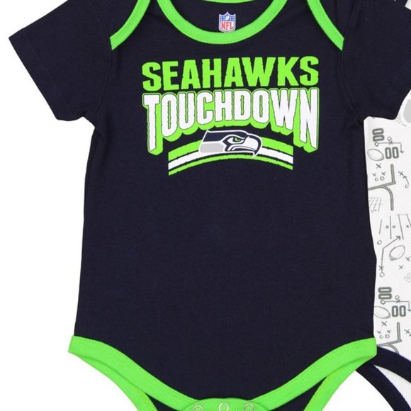 3 Pack Seattle Seahwaks Baby Creeper Set - Picture 1 of 2